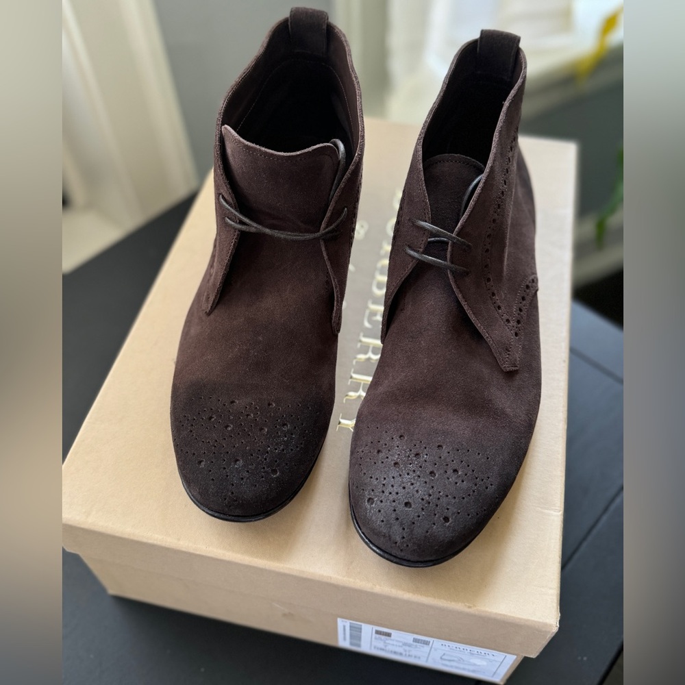 Burberry Men’s Formal Boots Suede Brown Lace-up New Size EUR 41 / US 8 $675